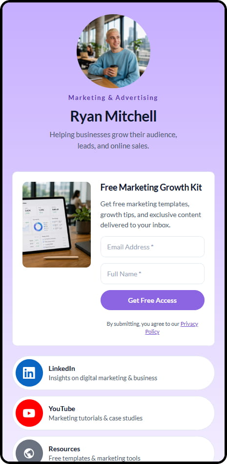 Ryan Mitchell CreatorStore storefront — marketing and advertising