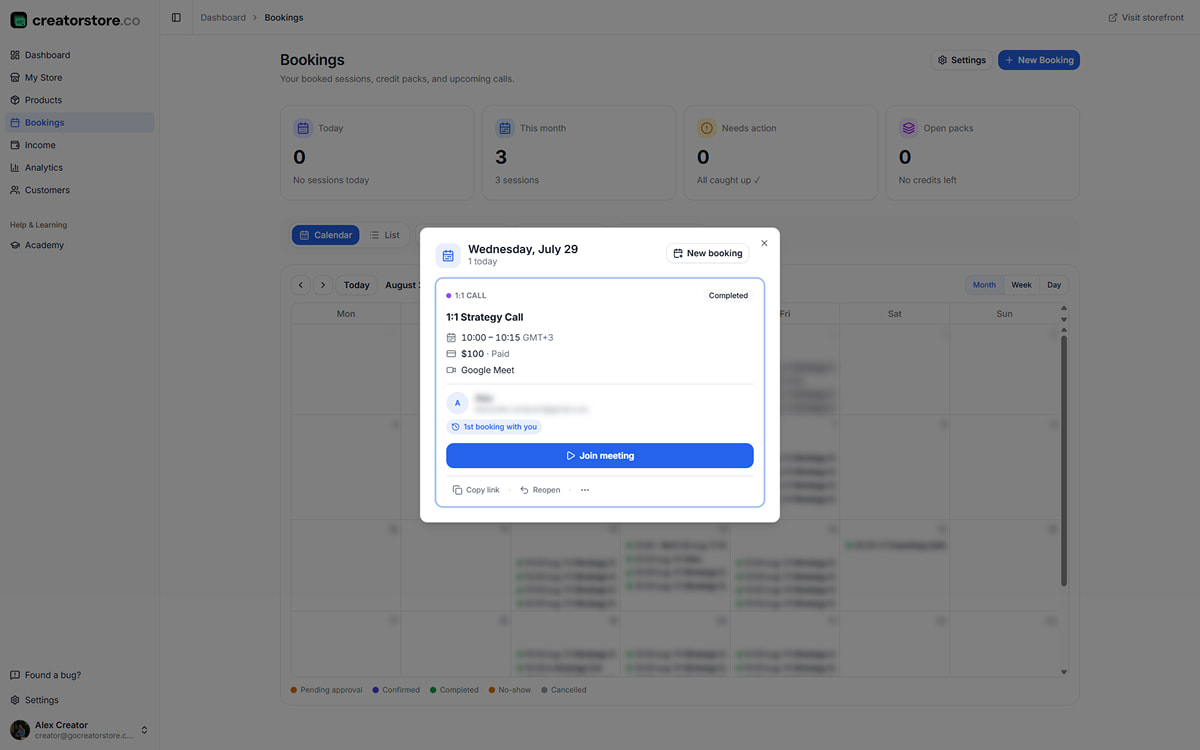 Expiry alert card — client info, pack progress (3 of 10 sessions used), days until expiry, credits remaining, and Send reminder button