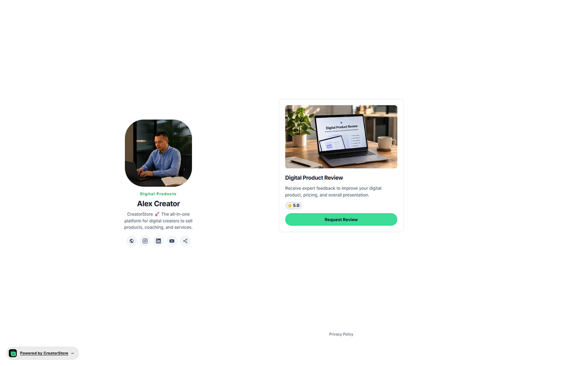 Custom service card on storefront — cover image, title, subtitle, price, and Order now button