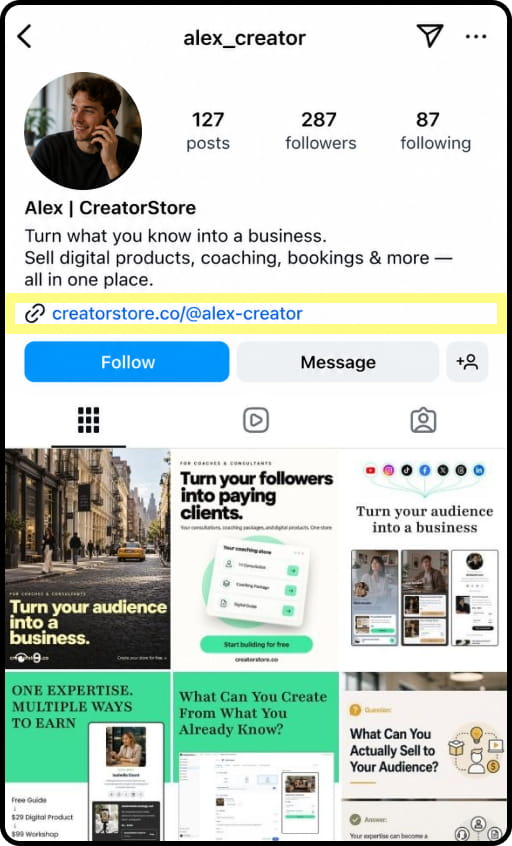 Example of sharing a referral link on social media