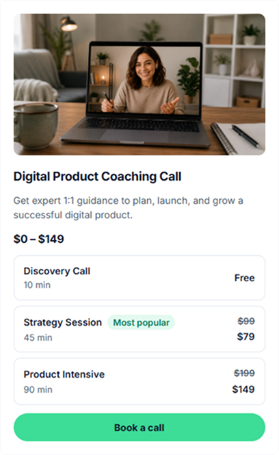 Sell 1:1 coaching calls online