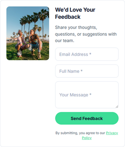 Customer feedback form for creators