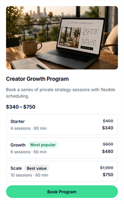 Sell coaching packages online