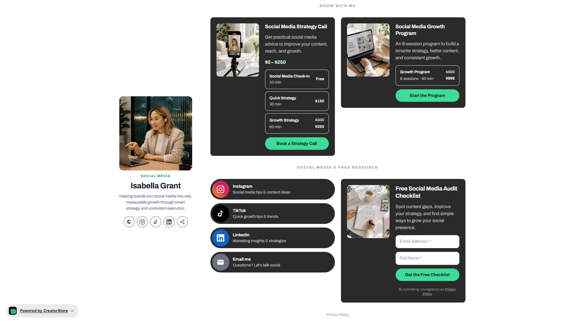 Your CreatorStore — how customers see it